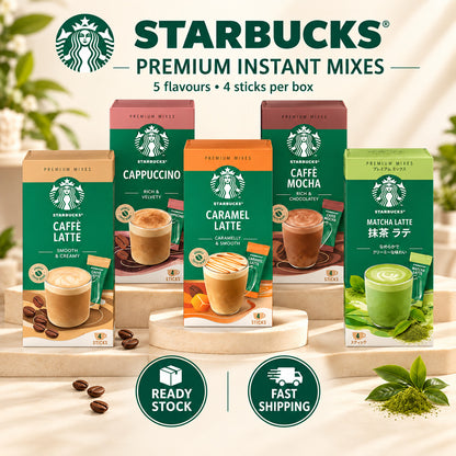Starbucks Premium Instant Mixes Coffee 4 Sticks Caffè Latte Cappuccino Caramel Latte Caffè Mocha Matcha Latte